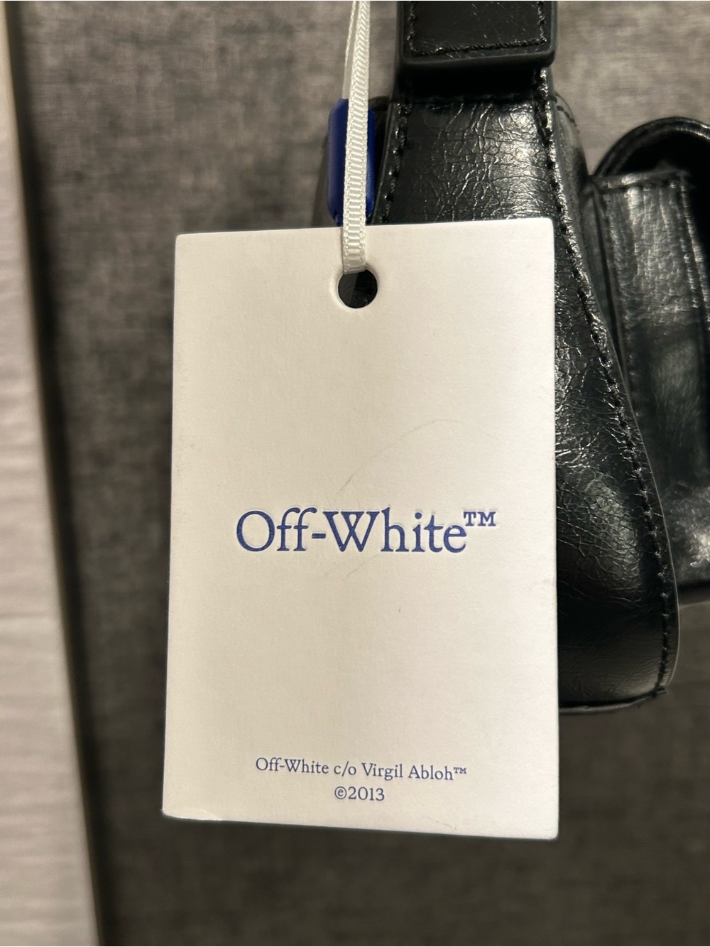 Off-White The Jitney Black Leather Shoulder Bag with White Text - Picture 8 of 16